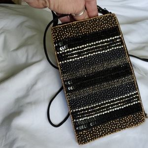 Bamboo Trading Company Beaded Crossbody Club Bag